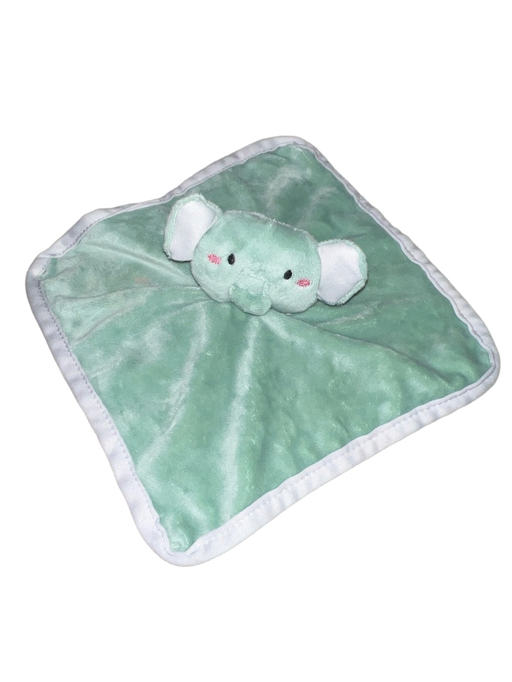 Vtg Walmart Green Elephant Lovey Security Blanket Baby  Small  9.5”
